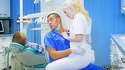 Kinky Dentist Bangs His Sexy Blonde Assistant With Misha Cross...