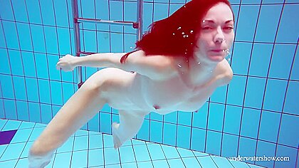Tight Blue Swimsuit Babe Martina In The Pool
