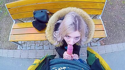 Eva Elfie In Cute Teen Swallows Cum For Cash - Public Blowjob In The Park By