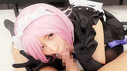 Online Hookup Cosplayer Maid Costume Pink Hair Japanese Cosplay Yuuri Asada...
