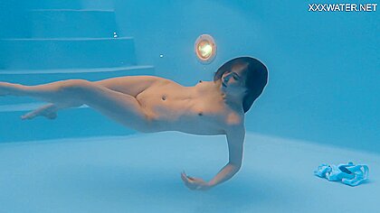 Petite Russian Marfa Swims The Pool...