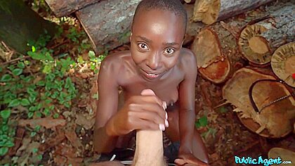 Erik Everhard – Short-haired Ebony Sucks White Pecker And Gets Fucked In The Woods