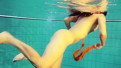 Sexy Orange Stockings Of Markova Underwater...